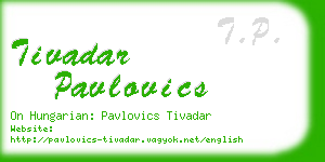 tivadar pavlovics business card